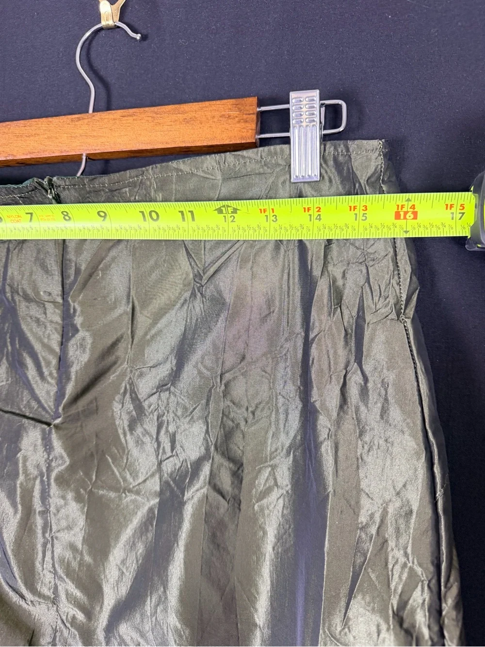Ross Mayer Olive Green Two piece Taffeta Dress Suite Jacket & Layered Skirt Set